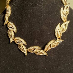 Vintage Swarovski Elegant Gold Leaf Necklace